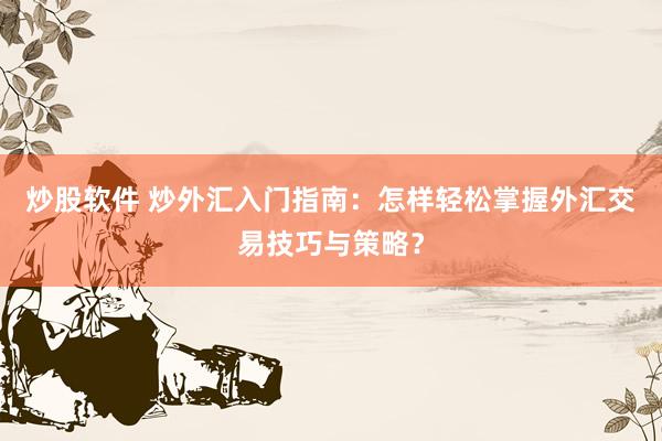 炒股软件 炒外汇入门指南：怎样轻松掌握外汇交易技巧与策略？