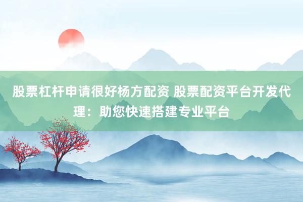 股票杠杆申请很好杨方配资 股票配资平台开发代理：助您快速搭建专业平台