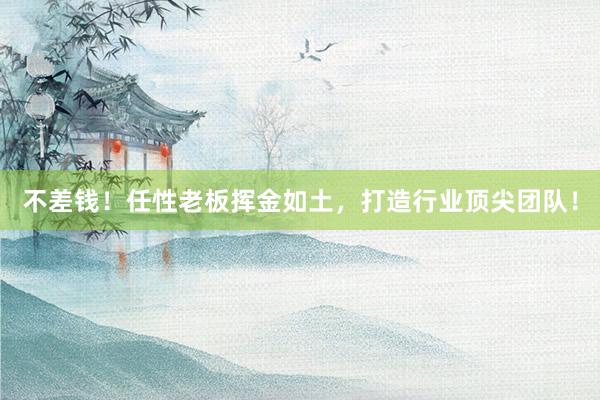 不差钱！任性老板挥金如土，打造行业顶尖团队！