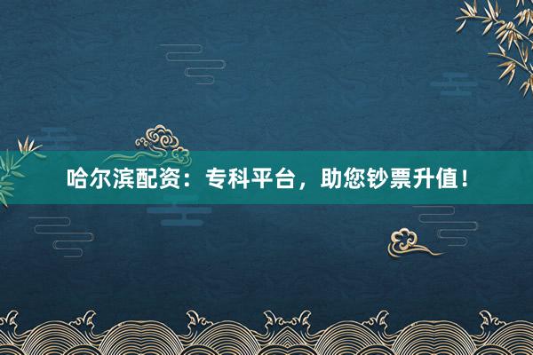 哈尔滨配资：专科平台，助您钞票升值！