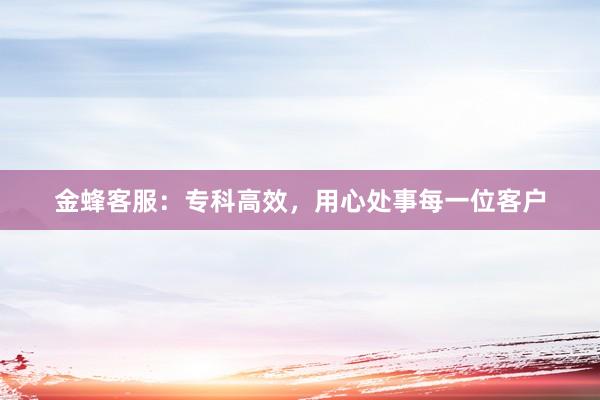 金蜂客服：专科高效，用心处事每一位客户