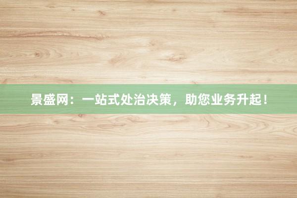 景盛网：一站式处治决策，助您业务升起！
