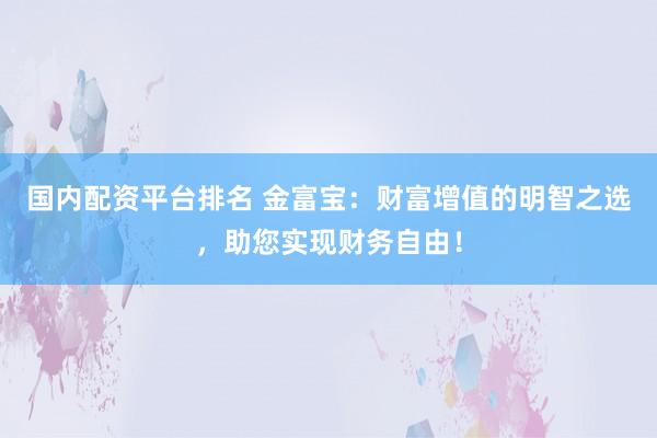 国内配资平台排名 金富宝：财富增值的明智之选，助您实现财务自由！