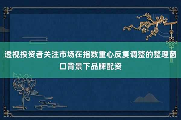 透视投资者关注市场在指数重心反复调整的整理窗口背景下品牌配资