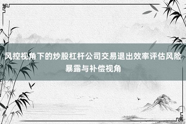 风控视角下的炒股杠杆公司交易退出效率评估风险暴露与补偿视角