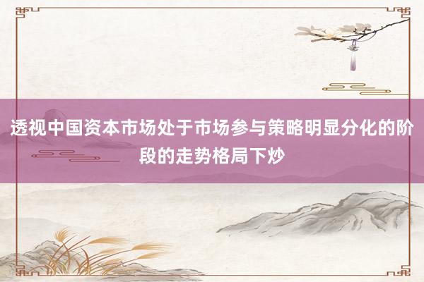 透视中国资本市场处于市场参与策略明显分化的阶段的走势格局下炒