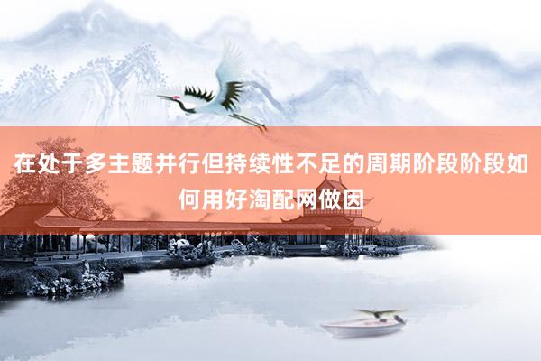 在处于多主题并行但持续性不足的周期阶段阶段如何用好淘配网做因