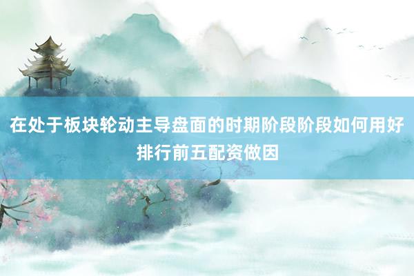 在处于板块轮动主导盘面的时期阶段阶段如何用好排行前五配资做因