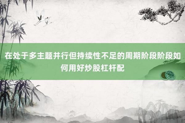 在处于多主题并行但持续性不足的周期阶段阶段如何用好炒股杠杆配