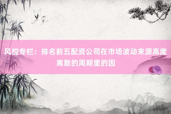 风控专栏：排名前五配资公司在市场波动来源高度离散的周期里的因