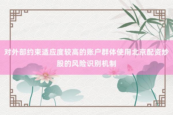 对外部约束适应度较高的账户群体使用北京配资炒股的风险识别机制