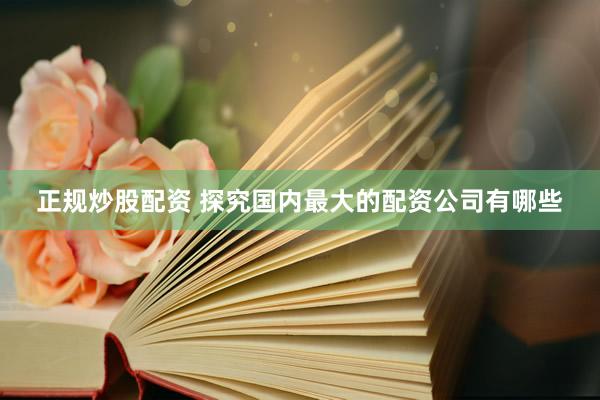 正规炒股配资 探究国内最大的配资公司有哪些