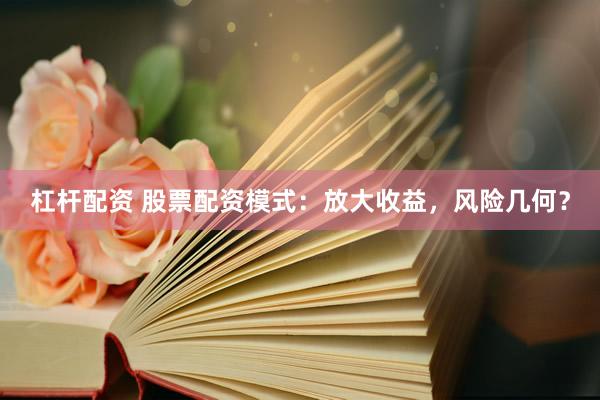 杠杆配资 股票配资模式：放大收益，风险几何？
